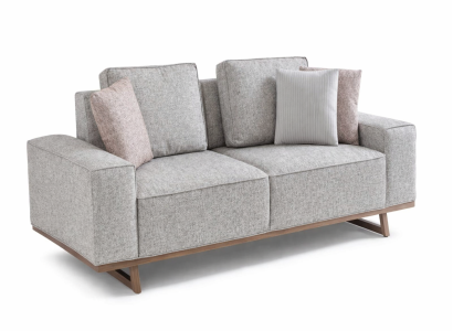 Weiße Polstercouch Edler Wohnzimmer 3-Sitzer Stoffsofa Holzgestell