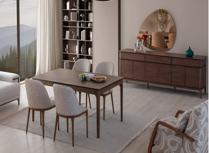 Moderne Esszimmergarnitur Holz Esstisch Stilvolle 4x Polsterstühle