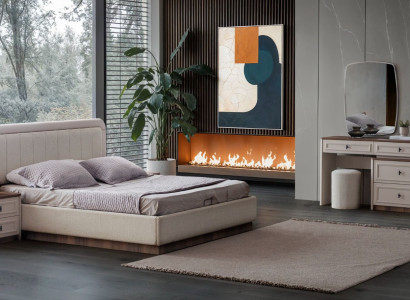 Schlafzimmer Set Bett Nachttische Schminktisch mit Spiegel modern