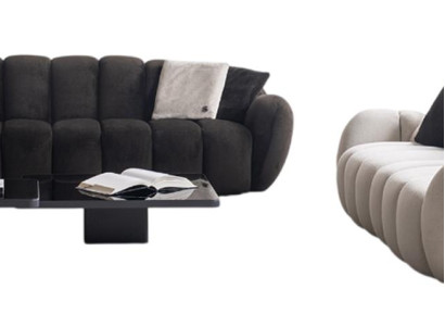 Moderne Schwarz-Weiße Sofagarnitur Eleganter Couchtisch 3tlg Set