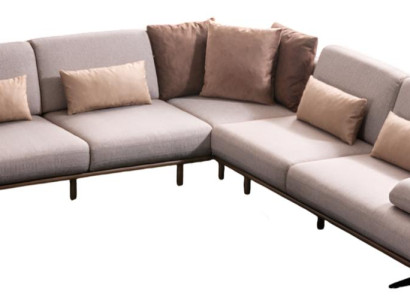 Beiges Wohnzimmer Ecksofa Designer L-Form Couch Luxuriöse Metallfüße