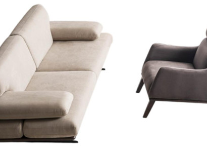 Luxuriöses Sofa-Set Stilvoller Textil 3-Sitzer Moderner Stoffessel