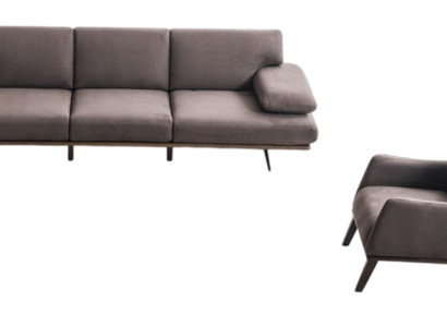 Graue Wohnzimmer Sofagarnitur Polstercouch Designer Textilsessel