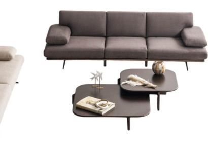 Grau-Beige Sofagarnitur Hochwertiger 4-Sitzer Polstersessel Tisch