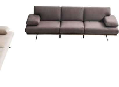 Grau-Beige Wohnzimmer Polstergarnitur Edle Sofas Lounge-Sessel Tisch