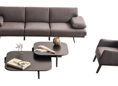 Hochwertige Graue Couchgarnitur Eleganter Sessel Couchtisch 3tlg