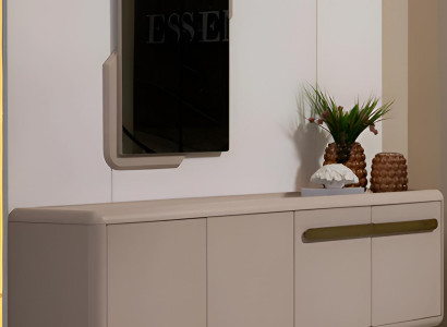 Moderne Kommode mit Spiegel und eleganter goldener Akzentleiste Hochwertig Möbel