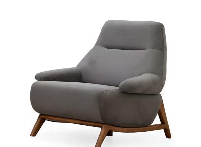 Eleganter Sessel in Grau mit modernem Design und Holzbeinen