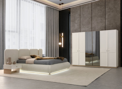 Modernes 4-tlg. Schlafzimmer-Set mit Bett Nachttischen und Schrank