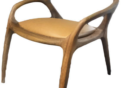 Bequemer und stilvoller Holzstuhl mit Lederpolster für das Esszimmer