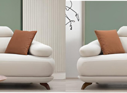 Elegantes 3-Sitzer Sofa in Weiß mit modernen Akzenten und Kissen