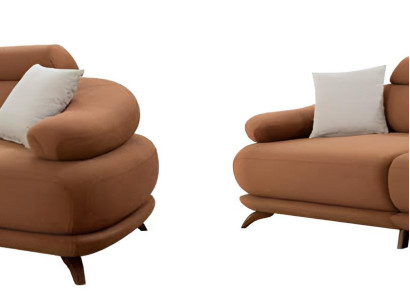 Elegantes 3-Sitzer Sofa in Braun mit modernen Akzenten und Kissen