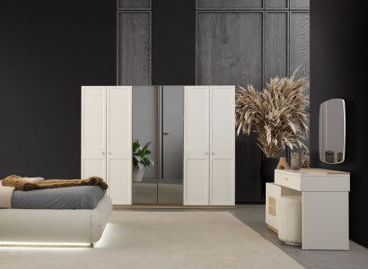 Stilvolles 2-tlg. Schlafzimmer-Set mit Schminktisch und Kleiderschrank