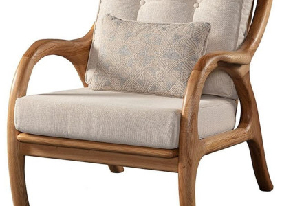 Moderner Sessel mit Holzgestell und weicher Polsterung
