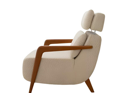 Beige Sessel mit Holzbeinen und modernem Design für jedes Zuhause