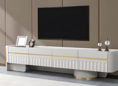 Luxuriöser Weißer TV-Ständer Designer Fernseh-Schrank Medienmöbel