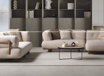Wohnzimmer-Set Modernes Design Weiß 3-Sitizer Sofa, Ecksofa - 2tlg.