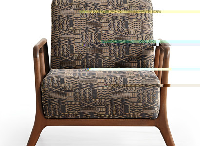 Stilvoller Sessel Modernes Design Braun-beiges Muster Holzrahmen