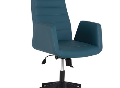 Blauer Ledersessel Exklusiver Bürosessel Designer Büro-Drehsessel