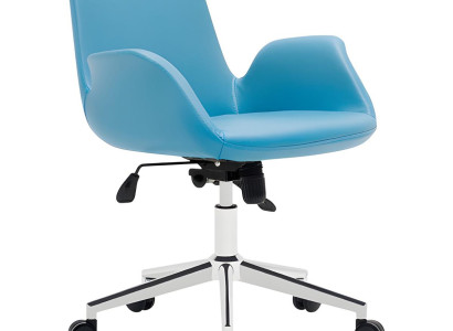 Exklusiver Blauer Drehsessel Edler Arbeitszimmer Armlehnensessel