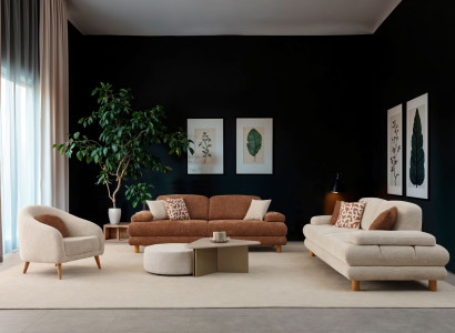 Elegantes Wohnzimmer Set 3+3+1 Sitzer mit hohem Sitzkomfort
