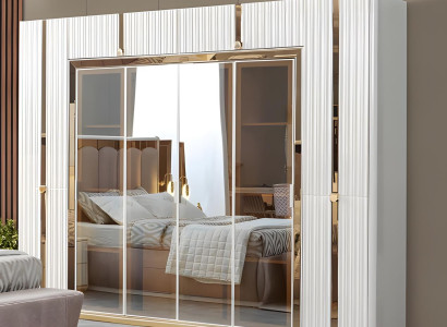 Luxuriöser Weißer Glasschrank Schlafzimmer Holzschränke Edle Möbel