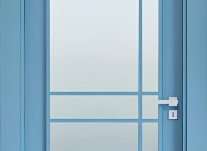 Blaue Glastür Designer MDF-Türen Luxuriöse Hoteltüren PVC-Tür