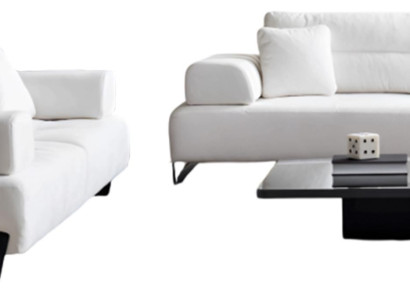 Elegante Weiße Couchgarnitur Designer Textil Sofas 3-Sitzer Tisch