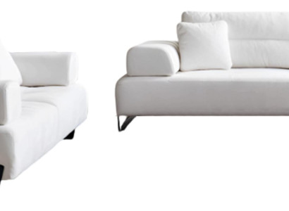 Weiße Sofagarnitur Exklusiver 4-Sitzer Designer 3-Sitzer Metallfüße
