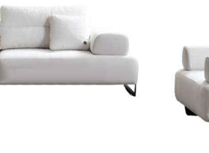 Elegantes Weißes Sofa-Set Designer 4-Sitzer Polstersessel Metallfüße