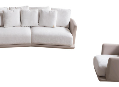 Luxuriöses Wohnzimmer-Set Weißer 3-Sitzer Designer Relaxsessel 2tlg