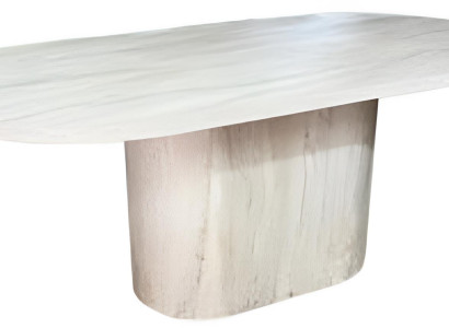 Grau-Weißer Esstisch Designer Travertin Küchentisch Familientisch