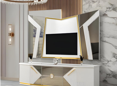 Weißes TV-Lowboard Wohnzimmer TV-Ständer Fernseher-Unterschrank