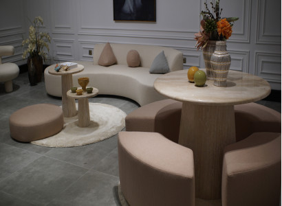 Runder Beiger Tisch Travertintisch Moderne Wohnzimmer Tische Möbel