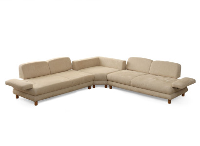 Moderne Beige L-Form Wohnlandschaft Designer Polstercouch Edles Sofa
