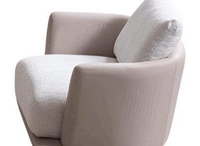 Weißer Eleganter Stoffsessel Designer Polstersessel Edler Einsitzer