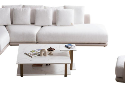 Weiße Wohnzimmer Garnitur Stilvoller 5-Sitzer Edler Sitzsessel Tisch