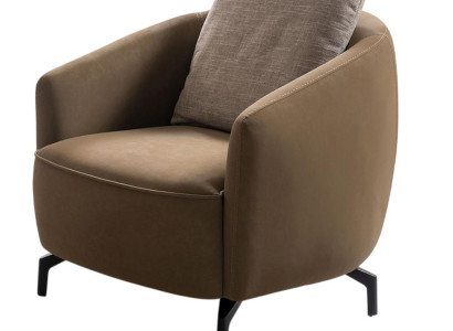 Moderner Beiger Sessel DEsigner Stoffsessel Luxuriöse Metallfüße