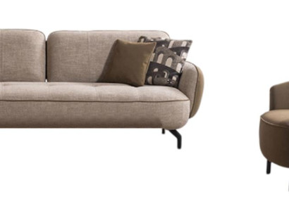 Exklusive Beige Wohnzimmer Stoffgarnitur Designer Polstercouchen