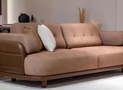 Braunes Ledersofa Designer Polstercouchen Exklusiver 3-Sitzer Möbel