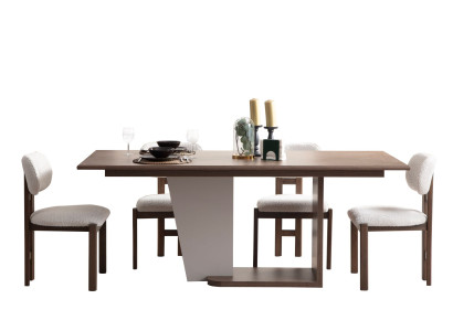 Exklusives Esszimmer-Set Moderner Esstisch 6x Polsterstühle 7tlg