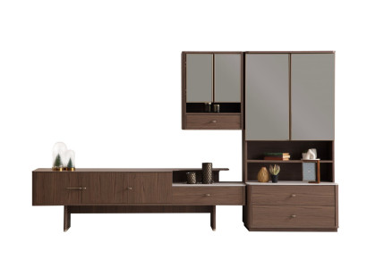 Braune Wohnzimmer Einrichtungsmöbel TV-Lowboard Bücherregal 2tlg