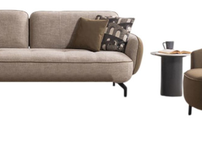 Elegantes Wohnzimmer-Set Dreisitzer Stoffsessel Beistelltisch 3tlg