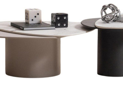 Luxuriöser Couchtisch-Set Designer Marmorplatte 2x Beistelltische