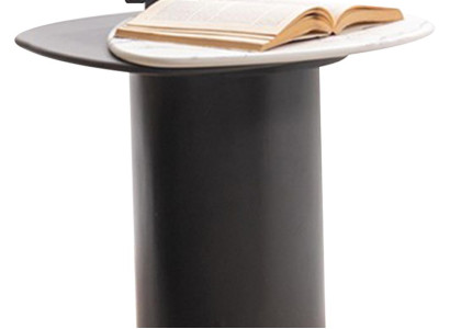 Schwarzer Beistelltisch Edler Abgerundeter Kaffeetisch Metallgestell