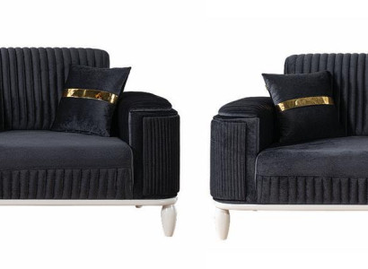 Schwarze Sofagarnitur Designer Polster 3-Sitzer Exklusive Couch