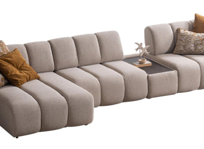 Designer Beige L-Form Couch Polster Ecksofa Wohnzimmer Couchen