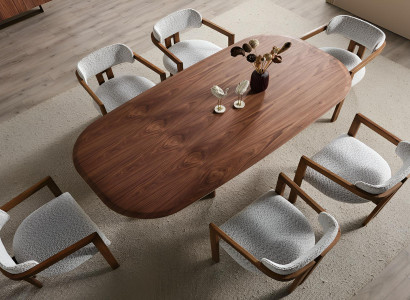 Moderne Esszimmer Garnitur Luxuriöser Esstisch 6x Textilstühle 7tlg