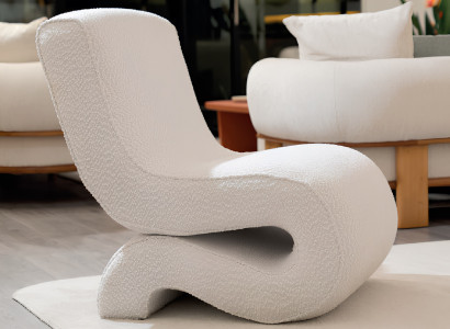 Exklusiver Weißer Polstersessel Designer Stoffsessel Relaxsessel