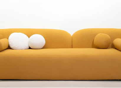 Luxuriöse Orange Relaxcouch Polstersofas Wohnzimmer 3-Sitzer Sofa